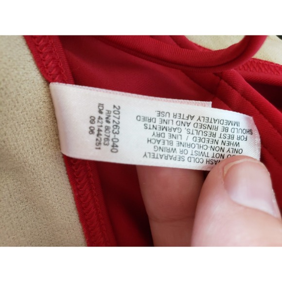 VTG Y2K Victoria's Secret Women's L Triangle Bikini Set Red Studded Cutouts - Picture 8 of 8